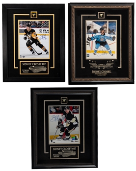 Sidney Crosby Signed Pittsburgh Penguins Winter Classic, PPG Paints Arena and Consol Energy Center Framed Photos (3)