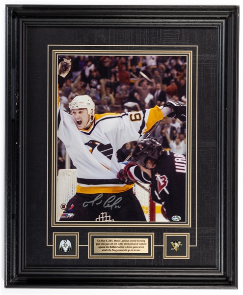 Mario Lemieux Signed December 27th 2000 "The Comeback" and May 8th 2001 Playoffs Game 6 Signed Framed Photos