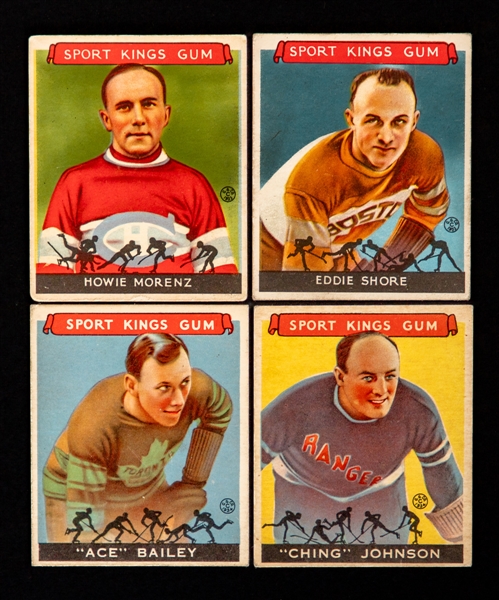 1933-34 Goudey Sport Kings Hockey Complete 4-Card Set Plus Wrapper