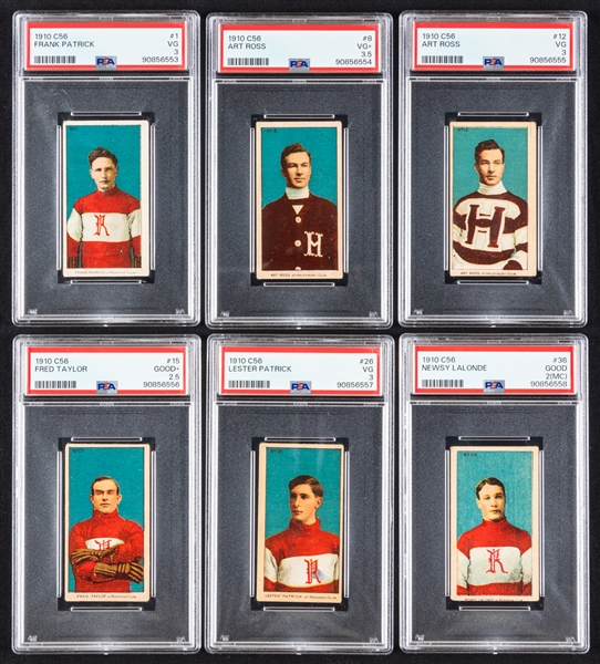 1910-11 Imperial Tobacco C56 Hockey Complete PSA-Graded 36-Card Set Including Rookie Cards of HOFers Cyclone Taylor, Newsy Lalonde, Art Ross (2), Patrick Bros, Paddy Moran and Percy LeSueur