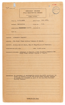 Alexander Campbell (1854 - Joint Premier Province of Canada), Allan McNab (Joint Premier Province of Canada), Oliwer Mowat (1889 - Third Premier Ontario) & Henry Pellatt (1912) Signed Deeds