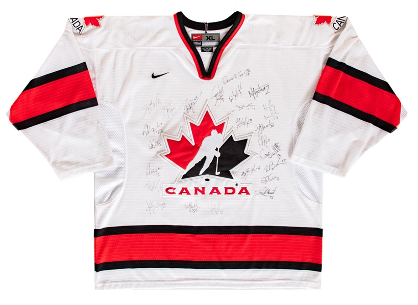 Team Canada 2002 Winter Olympics Gold Medal Champions Womens Hockey Team-Signed Jersey by 24 Including Wickenheiser, Sunohara, Hefford, St-Pierre, Piper, Kellar, Pounder, Goyette and Campbell - LOA