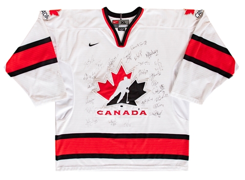 Team Canada 2002 Winter Olympics Gold Medal Champions Womens Hockey Team-Signed Jersey by 24 Including Wickenheiser, Sunohara, Hefford, St-Pierre, Piper, Kellar, Pounder, Goyette and Campbell - LOA