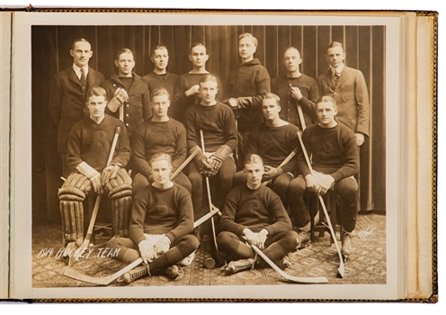 Princeton University 1914 Photo Album Including 1913 Football Team Photo and 1914 Hockey Team Photo Each Featuring HOFer Hobey Baker