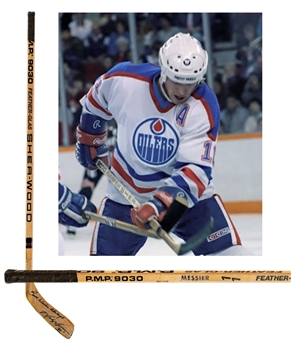 Mark Messiers 1984-85 Edmonton Oilers Signed Sher-Wood P.M.P 9030 Game-Used Stick - Attributed to 1985 Stanley Cup Playoffs! - Stanley Cup Championship Season!