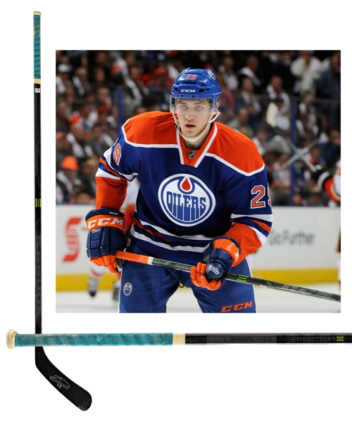 Leon Draisaitls 2014-15 Edmonton Oilers Signed Reebok Ribcore Tri Matrix Game-Used Rookie Season Stick 