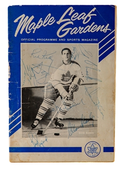 December 7th 1963 Maple Leaf Gardens Toronto Maple Leafs Program Signed by 9 including 7 HOFers with Tim Horton 