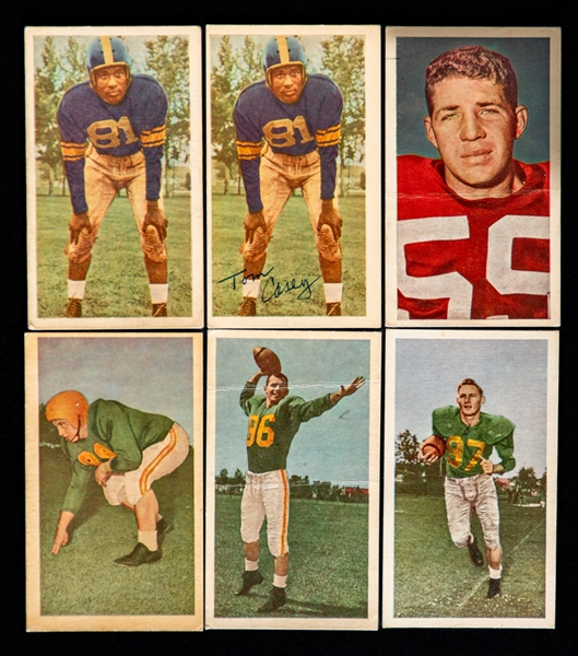 1954 Blue Ribbon Tea CFL Football Cards (31) Including Rookie Cards of HOFers #47 Bernie Faloney, #48 Jackie Parker, #4 Tom Casey, #23 Kaye Vaughan and #44 Frank Morris