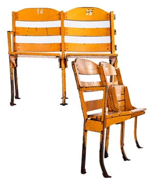 Boston Garden (1928-1995) Attached Pair of Yellow Seats from the Personal Collection of Phil Esposito with His Signed LOA