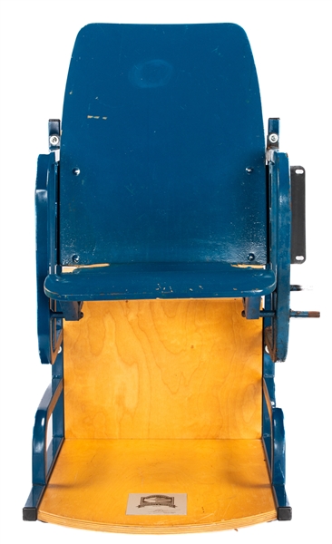 Maple Leaf Gardens Single Blue Seat with Base from the Personal Collection of Phil Esposito with His Signed LOA