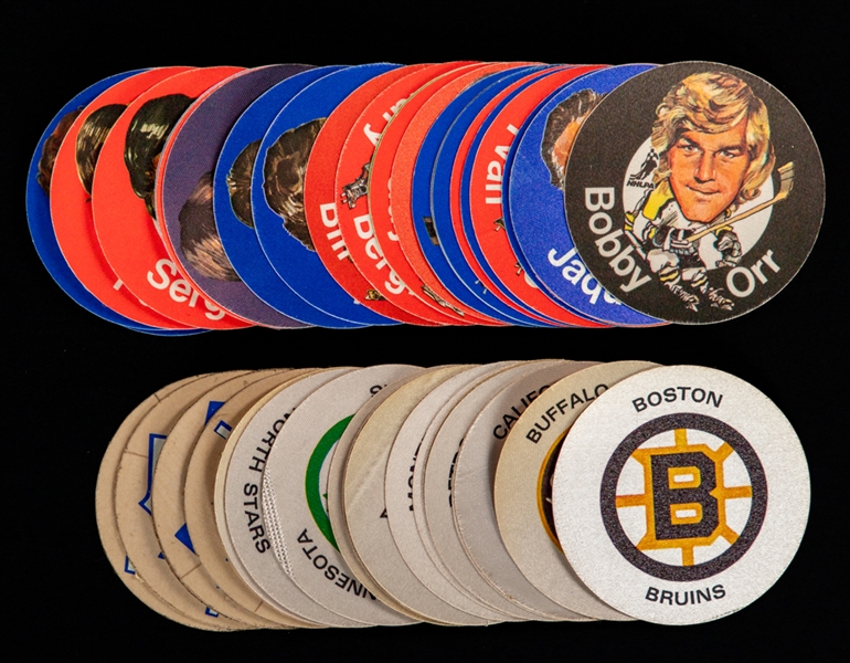 1973-74 Macs Milk Hockey Complete 30-Sticker Set and 1971-72 Beckers NHL Team Sticker Crests (Near Complete Set 12/14 Plus 4 Extras)