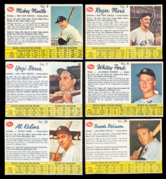 Scarce 1962 Post Canadian Baseball Complete 200-Card Set Plus Album - Mickey Mantle, Willie Mays, Hank Aaron, Roberto Clemente and Other Greats!