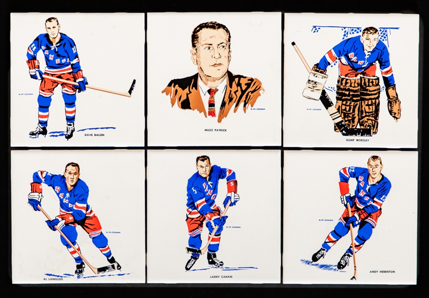 1962-63 H.M. Cowan/Screenart New York Rangers Tiles (6)