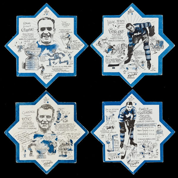 1932-33 Toronto Maple Leafs OKeefes Coasters Complete Set of 16 and Extra (1) Plus Magazine/Program Cuts Featuring These Coasters/Players