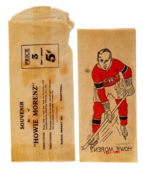 Circa 1937 Howie Morenz Montreal Canadiens Iron-On Transfer with Original Packaging