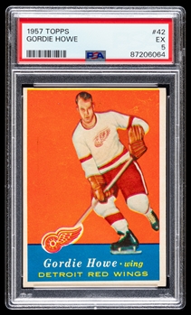 1957-58 Topps Hockey Card #42 HOF Gordie Howe - Graded PSA 5
