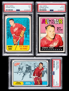 1967-68 and 1968-69 PSA-Graded Topps Hockey Cards of HOFer Gordie Howe (3)