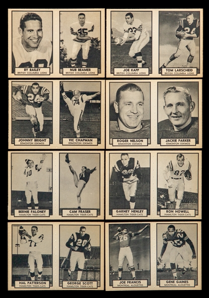 1962 Topps CFL Complete 169-Card Set on Attached Panels (94 Panels - 188 Cards Total)