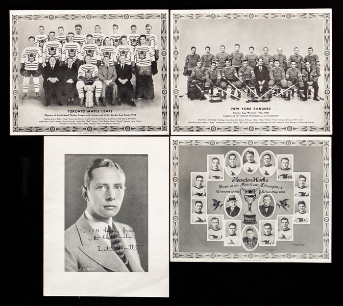 1932-33 CCM Grey Border Hockey Team Pictures / Players Pictures Complete Set with Mailing Envelopes (2) and CCM Matched Set Ad (9 Pieces Total)