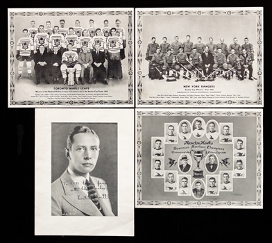 1932-33 CCM Grey Border Hockey Team Pictures / Players Pictures Complete Set with Mailing Envelopes (2) and CCM Matched Set Ad (9 Pieces Total)