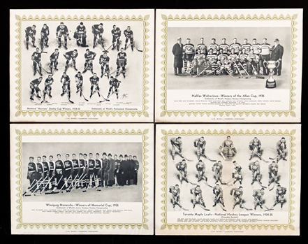 1934-35 CCM Green Border Hockey Team Pictures / Players Pictures Near Complete Set with Mailing Envelope (9 Pieces Total)