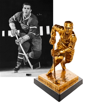 Maurice Richard "Never Give Up" Limited-Edition 24K Gold-Plated Bronze Statue #8/9 Gifted by Maurice Richard to Companion Sonia Raymond with Her Signed LOA
