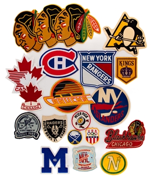 Vintage and Modern NHL and Other Hockey Patches (21) Including Chicago Black Hawks Embroidered Team Jacket/Coat Patch and Peter Puck Embroidered Patch