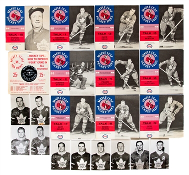 Toronto Maple Leafs 1960s Real Photo Postcards (27) Incl. Horton, Sawchuk, Bower, Keon and Others Plus 1966-67 Hockey Talks Records Complete Set of 10