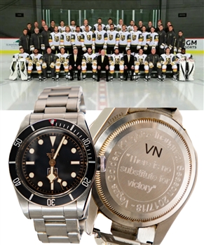 Vegas Golden Knights 2017-18 Inaugural Season Memorabilia Collection of 3 Including Tudor Watch, Jersey and Season Ticket Box from the Personal Collection of Vaclav Nedomansky with LOA