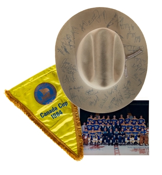 Team Sweden 1984 Canada Cup Collection Including Team-Signed Cowboy Hat