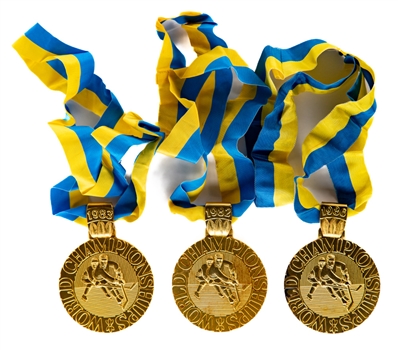 Vasili Pervukhins 1982, 1983 and 1986 IIHF World Championship Soviet Union Gold Medals (3)