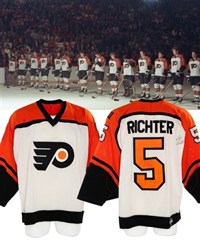 Dave Richters 1985-86 Philadelphia Flyers Game-Worn Jersey - Pelle Lindbergh Memorial Patch!