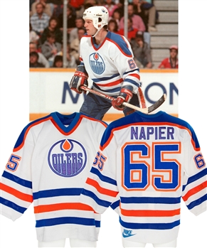 Mark Napiers 1986-87 Edmonton Oilers Game-Worn Jersey from the Michael Wexler Collection with Oilers LOA and MeiGray COR 