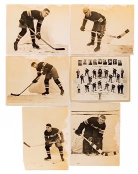 Montreal Canadiens 1929-30/1930-31 Team Photo (7 1/2" x 9 1/2") Plus Period Players Photos (5)