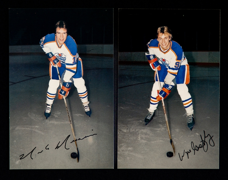 1979-80 Edmonton Oilers Rookie Hockey Postcards of HOFers Wayne Gretzky and Mark Messier