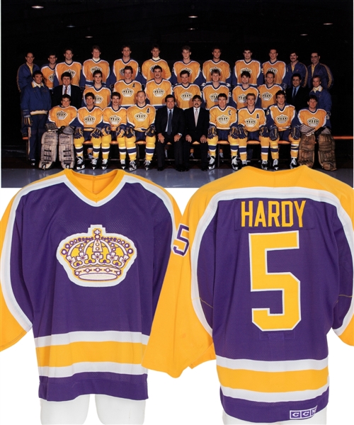 Mark Hardys and Denis Larocques 1987-88 Los Angeles Kings Game-Worn Jersey - Team Repairs!