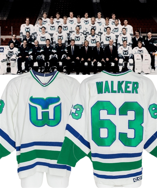 Todd Walkers 1992-93 Hartford Whalers Game-Worn Pre-Season Jersey 