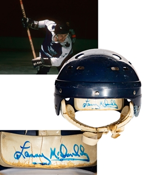 Lanny McDonalds Mid-to-Late-1970s Toronto Maple Leafs Signed Game-Used Helmet