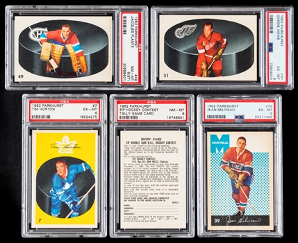 1962-63 Parkhurst Hockey Complete 56-Card Set (Including 55 PSA-Graded Cards) - 36 Cards Graded NM 7 or Better!