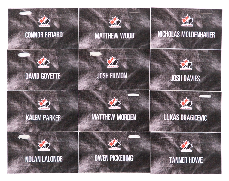 2022 IIHF World U18 Championships Team Canada Luggage Tag Collection of 38 Including Connor Bedard