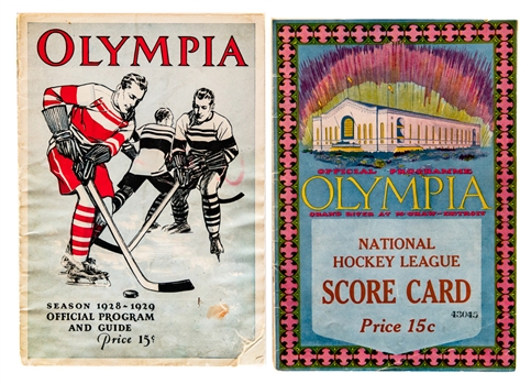 1927-28 Detroit Cougars vs Montreal Canadiens and 1928-29 Detroit Cougars vs New York Americans Detroit Olympia Programs  