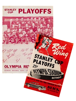 1943 Game 1 vs Boston Bruins and 1954 vs Montreal Canadiens, Detroit Red Wings Stanley Cup Finals Programs (2)