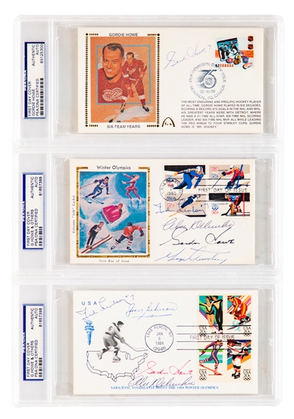 Gordie Howe and Others Signed/Multi-Signed First Day Cover Lot