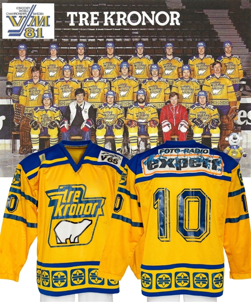 Ulf Isakssons 1981 IIHF World Championships Team Sweden Game-Worn Jersey 