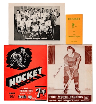 Gordie Howe Omaha Knights Collection of 5 Including  Programs and 1945-46 Team Photo with Howe