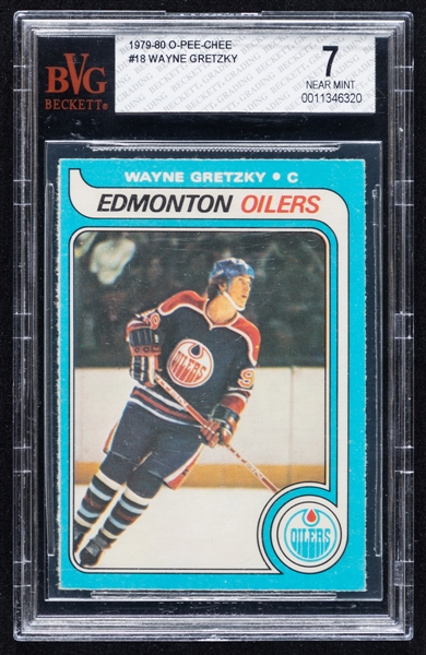 1979-80 O-Pee-Chee Hockey Card #18 HOFer Wayne Gretzky Rookie - Graded Beckett 7