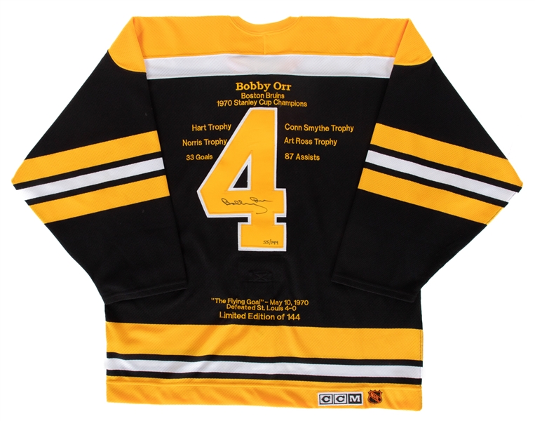 Bobby Orr Signed Boston Bruins Limited-Edition #55/144 "1970 Stats" Jersey