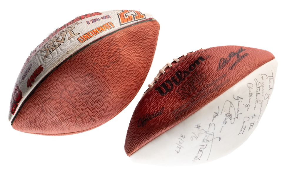 Joe Montana and Dan Marino Signed Football Collection of 2 with JSA Auction LOA