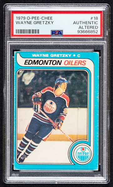 1979-80 O-Pee-Chee Hockey Card #18 HOFer Wayne Gretzky Rookie - Graded PSA Authentic Altered