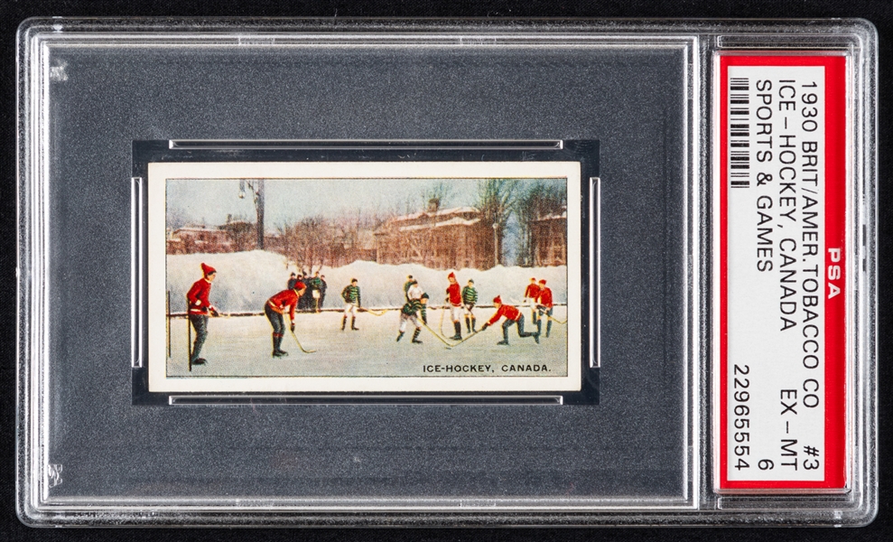 1930 British American Tobacco Co. Sports and Games Ice Hockey Canada Card #3 - Graded PSA 6